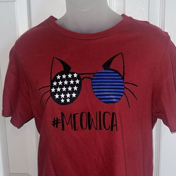 4th of July Independence Day Cat Meowica Shirt Tee Top T-Shirt Small S - Picture 2 of 3